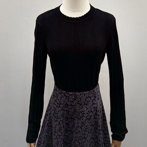 PAIGE Black Knit Sweater Organic Cotton Silk Blend Size L